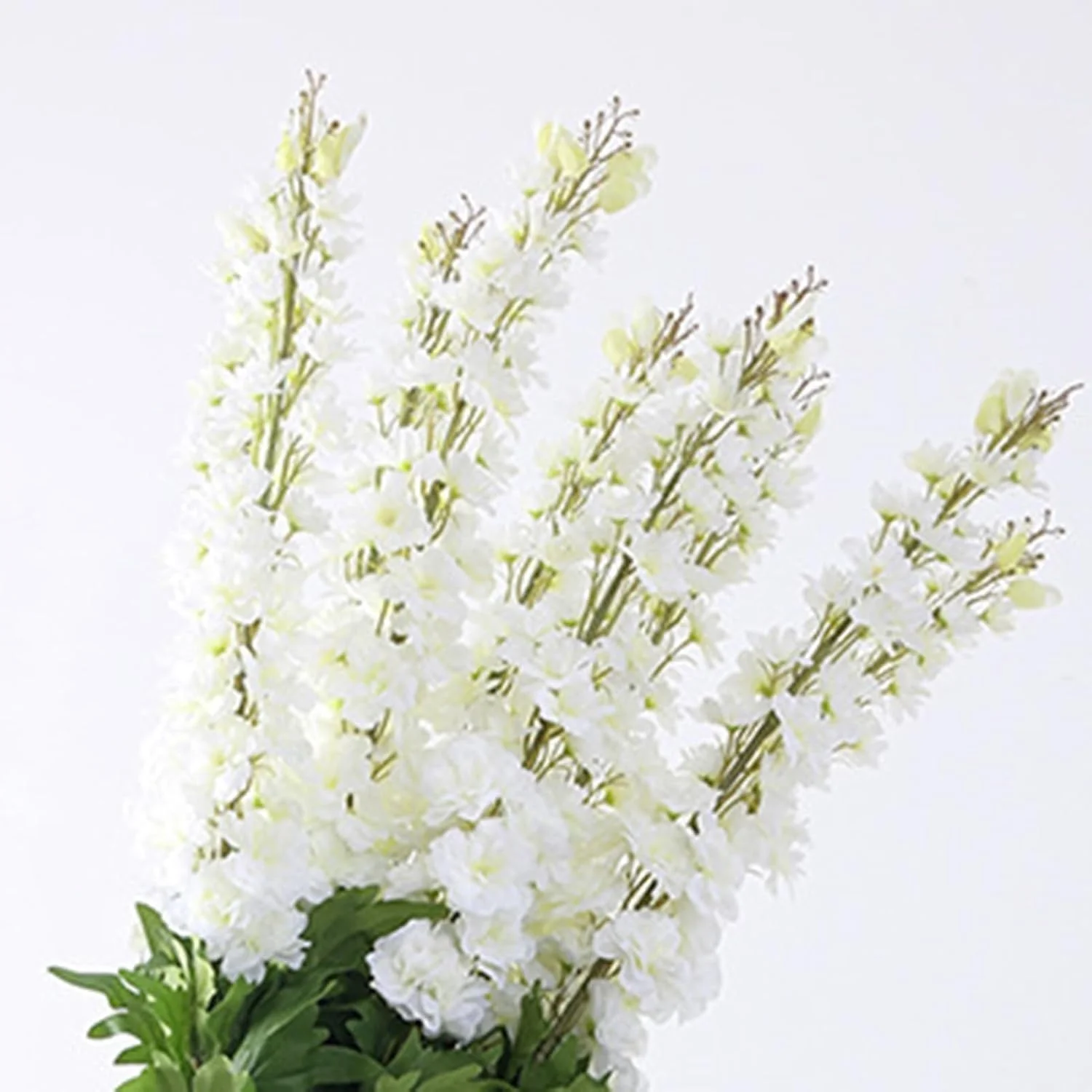 شاخه گل مصنوعی دلفینیوم، شکوفه های سفید با برگ های سبز، شاخه گل تزئینی 1 عددی (سفید) شاخه گل مصنوعی دلفینیوم، شکوفه های سفید با برگ های سبز، شاخه گل تزئینی 1 عددی (سفید)
