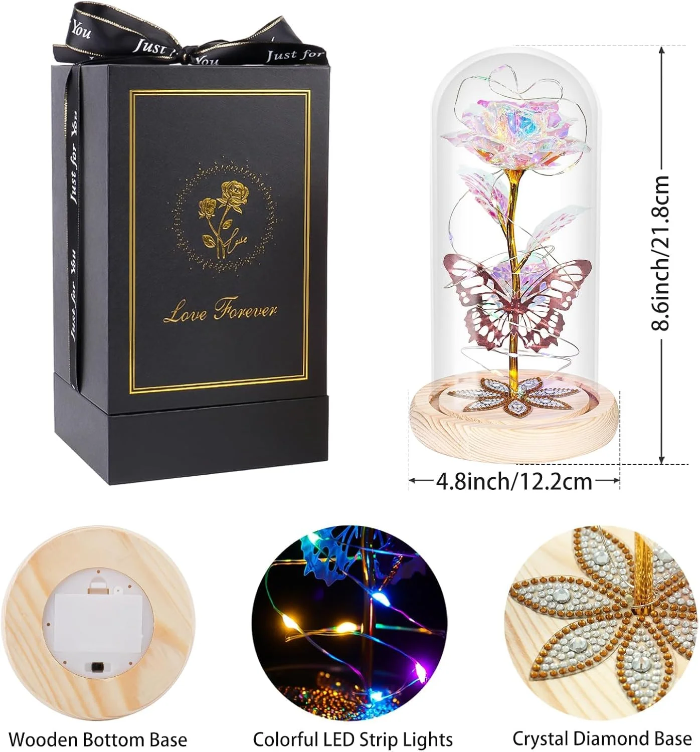 گل رز مصنوعی هدیه، چراغ LED هدایای تولد ابدی برای زنان مادر مادربزرگ همسر، گل رز در گنبد شیشه ای، منحصر به فرد برای روز مادر گل رز مصنوعی هدیه، چراغ LED هدایای تولد ابدی برای زنان مادر مادربزرگ همسر، گل رز در گنبد شیشه ای، منحصر به فرد برای روز مادر