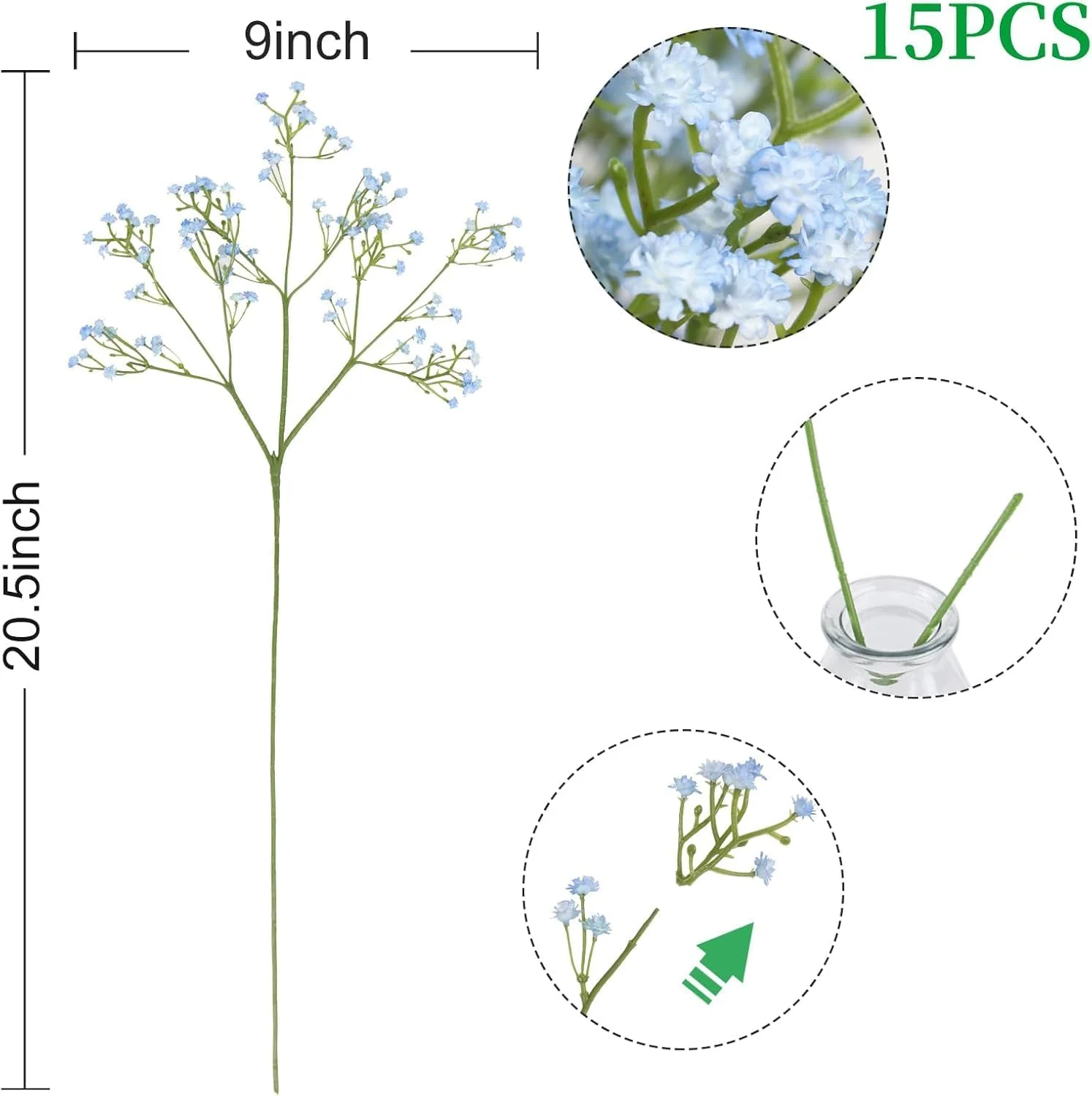 12 شاخه گل مصنوعی نفس کودک، گل های مصنوعی نفس کودک عمده فروشی، دسته گل ژیپسوفیلا سفید، گل های مصنوعی لمس واقعی برای عروسی، چیدمان گل، مهمانی، دکوراسیون منزل (12، آبی)