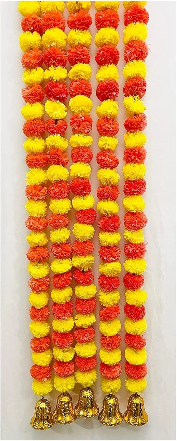 گل های مصنوعی گل همیشه بهار پفکی Sphinx و حلقه های آویز طلایی/نقره ای، توران/آویز دیواری برای تزئین، تقریباً 150 سانتی متر - بسته 5 رشته (زرد و نارنجی تیره) گل های مصنوعی گل همیشه بهار پفکی Sphinx و حلقه های آویز طلایی/نقره ای، توران/آویز دیواری برای تزئین، تقریباً 150 سانتی متر - بسته 5 رشته (زرد و نارنجی تیره)