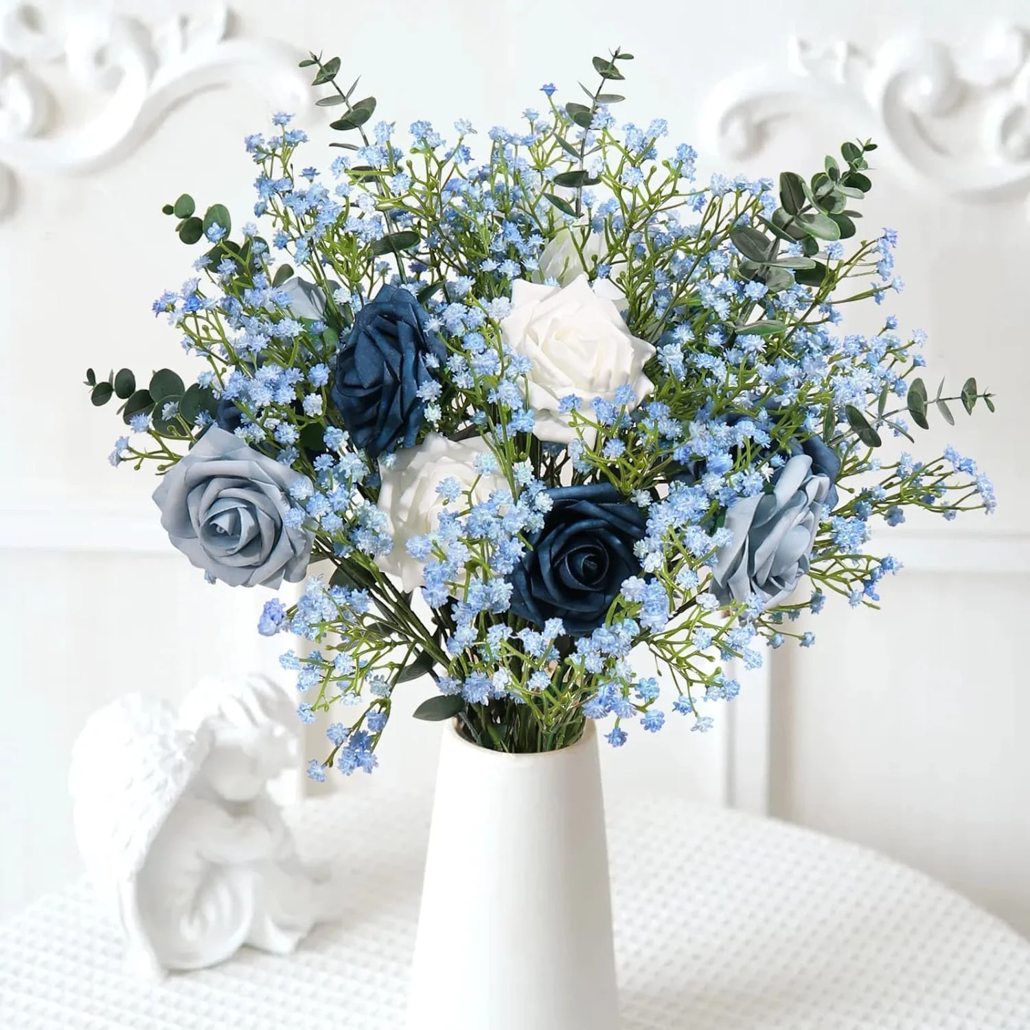 12 شاخه گل مصنوعی نفس کودک، گل های مصنوعی نفس کودک عمده فروشی، دسته گل ژیپسوفیلا سفید، گل های مصنوعی لمس واقعی برای عروسی، چیدمان گل، مهمانی، دکوراسیون منزل (12، آبی)