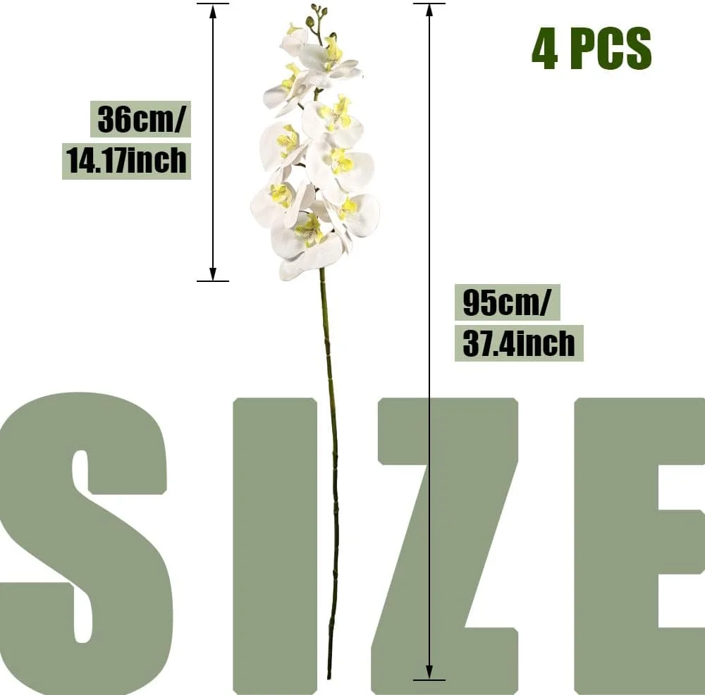 گل مصنوعی ارکیده 4 شاخه گل فالانوپسیس، گل های شکوفه مصنوعی 94 سانتی متری، گیاهان ساقه بلند نه سر برای خانه، دکوراسیون عروسی (سفید) گل مصنوعی ارکیده 4 شاخه گل فالانوپسیس، گل های شکوفه مصنوعی 94 سانتی متری، گیاهان ساقه بلند نه سر برای خانه، دکوراسیون عروسی (سفید)