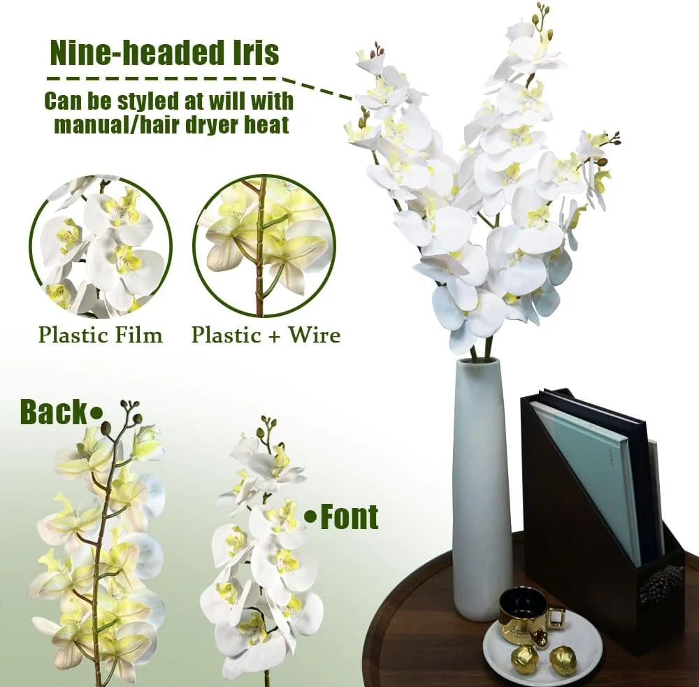 گل مصنوعی ارکیده 4 شاخه گل فالانوپسیس، گل های شکوفه مصنوعی 94 سانتی متری، گیاهان ساقه بلند نه سر برای خانه، دکوراسیون عروسی (سفید) گل مصنوعی ارکیده 4 شاخه گل فالانوپسیس، گل های شکوفه مصنوعی 94 سانتی متری، گیاهان ساقه بلند نه سر برای خانه، دکوراسیون عروسی (سفید)