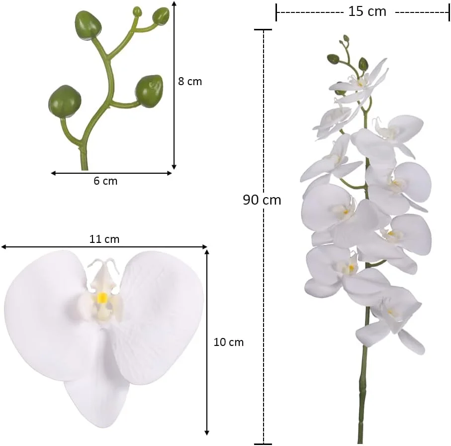 گل ارکیده مصنوعی YATAI، گل فالانوپسیس با کیفیت عالی و لمس واقعی، گل های مصنوعی لمسی واقعی برای دکوراسیون، نمایشگر گل مصنوعی بدون نیاز به نگهداری، گل های مصنوعی برای دکوراسیون منزل و محل کار (سفید)