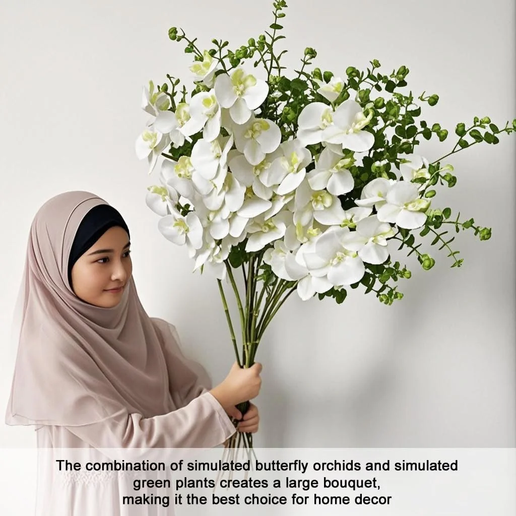 گل مصنوعی ارکیده 4 شاخه گل فالانوپسیس، گل های شکوفه مصنوعی 94 سانتی متری، گیاهان ساقه بلند نه سر برای خانه، دکوراسیون عروسی (سفید) گل مصنوعی ارکیده 4 شاخه گل فالانوپسیس، گل های شکوفه مصنوعی 94 سانتی متری، گیاهان ساقه بلند نه سر برای خانه، دکوراسیون عروسی (سفید)