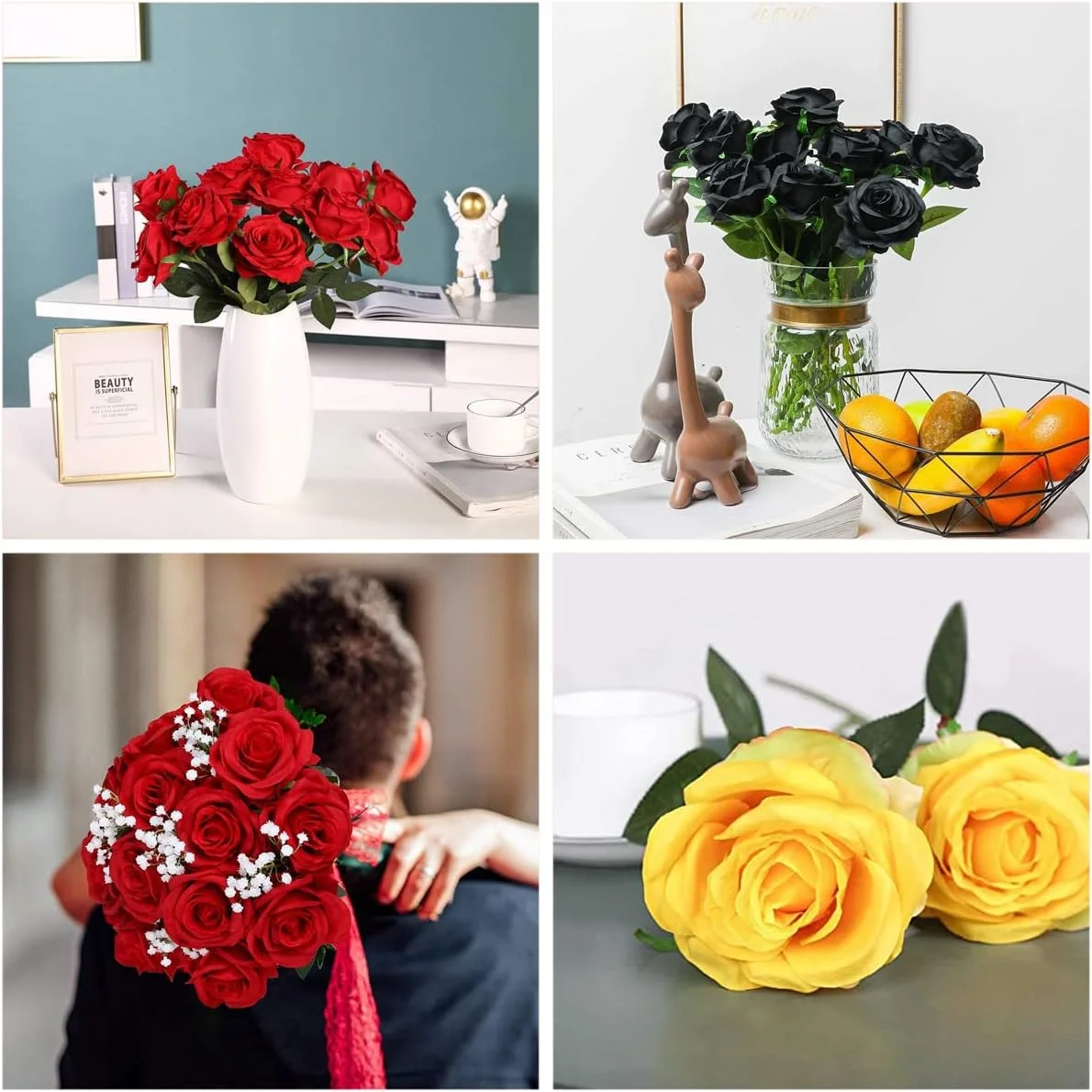 گل رز مصنوعی، بسته 50 عددی سر گل رز قرمز مصنوعی، سر گل رز ابریشمی مینیاتوری 1.2 اینچی واقعی برای صنایع دستی عروسی دکوراسیون منزل مهمانی ماشین عروسی کلاه کفش لوازم جانبی گل سینه