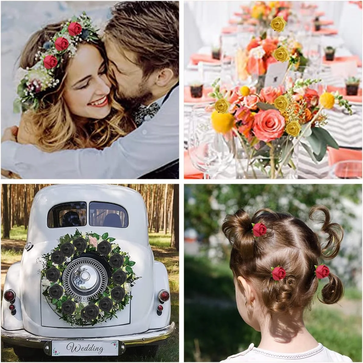 گل رز مصنوعی، بسته 50 عددی سر گل رز قرمز مصنوعی، سر گل رز ابریشمی مینیاتوری 1.2 اینچی واقعی برای صنایع دستی عروسی دکوراسیون منزل مهمانی ماشین عروسی کلاه کفش لوازم جانبی گل سینه