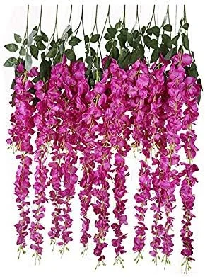 12 عدد گل ابریشمی مصنوعی ویستریا، گل آویز ابریشمی راتا برای دکوراسیون عروسی، رز قرمز 12 عدد گل ابریشمی مصنوعی ویستریا، گل آویز ابریشمی راتا برای دکوراسیون عروسی، رز قرمز