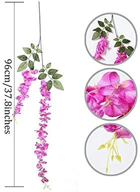 12 عدد گل ابریشمی مصنوعی ویستریا، گل آویز ابریشمی راتا برای دکوراسیون عروسی، رز قرمز 12 عدد گل ابریشمی مصنوعی ویستریا، گل آویز ابریشمی راتا برای دکوراسیون عروسی، رز قرمز