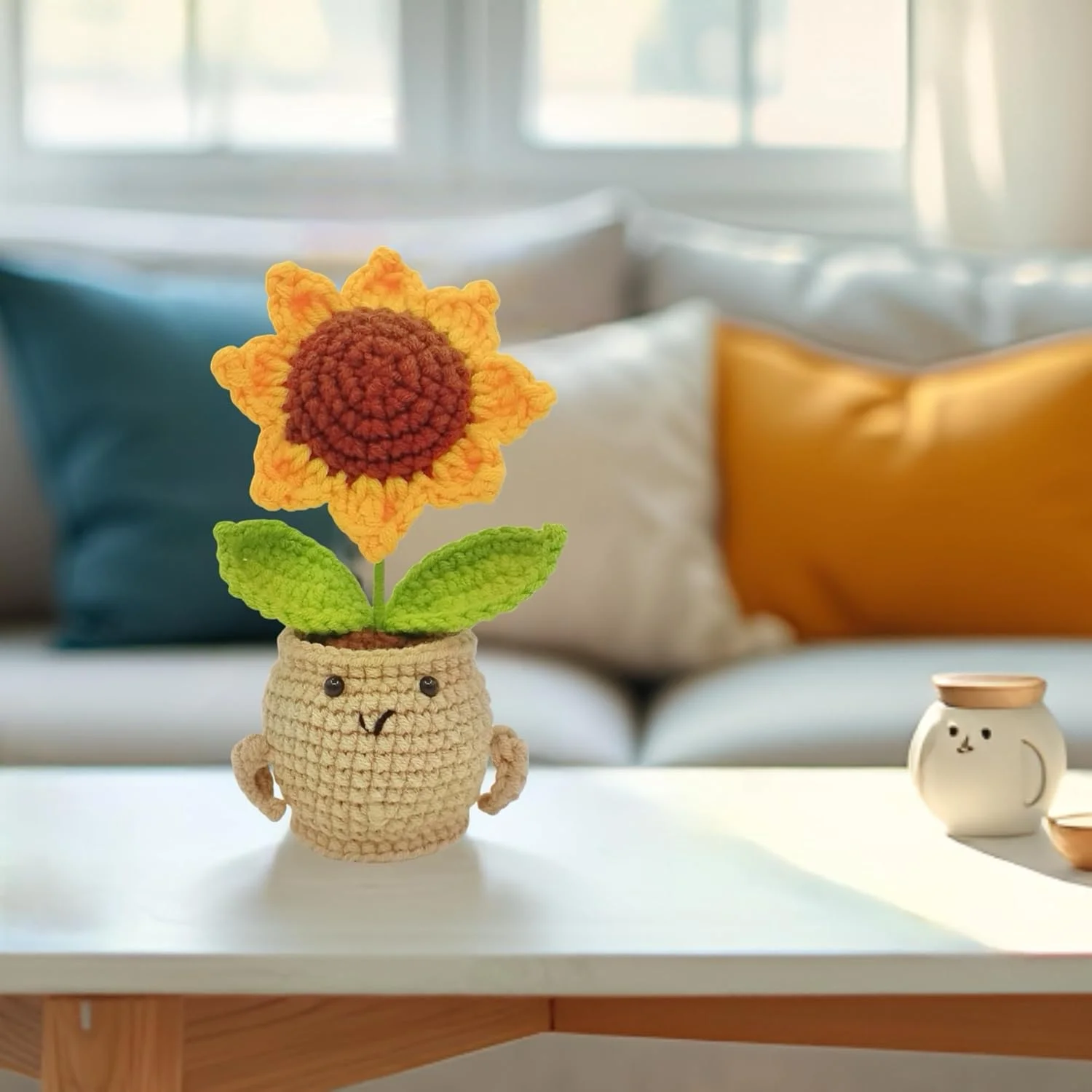 گل های مصنوعی بافتنی دست ساز زیبا نهسیاک با گلدان، گل آفتابگردان مصنوعی گل قلاب بافی دکور برای هدیه دفتر کار منزل برای تعطیلات کریسمس دکوراسیون میز خانه دکوراسیون داشبورد ماشین گل های مصنوعی بافتنی دست ساز زیبا نهسیاک با گلدان، گل آفتابگردان مصنوعی گل قلاب بافی دکور برای هدیه دفتر کار منزل برای تعطیلات کریسمس دکوراسیون میز خانه دکوراسیون داشبورد ماشین