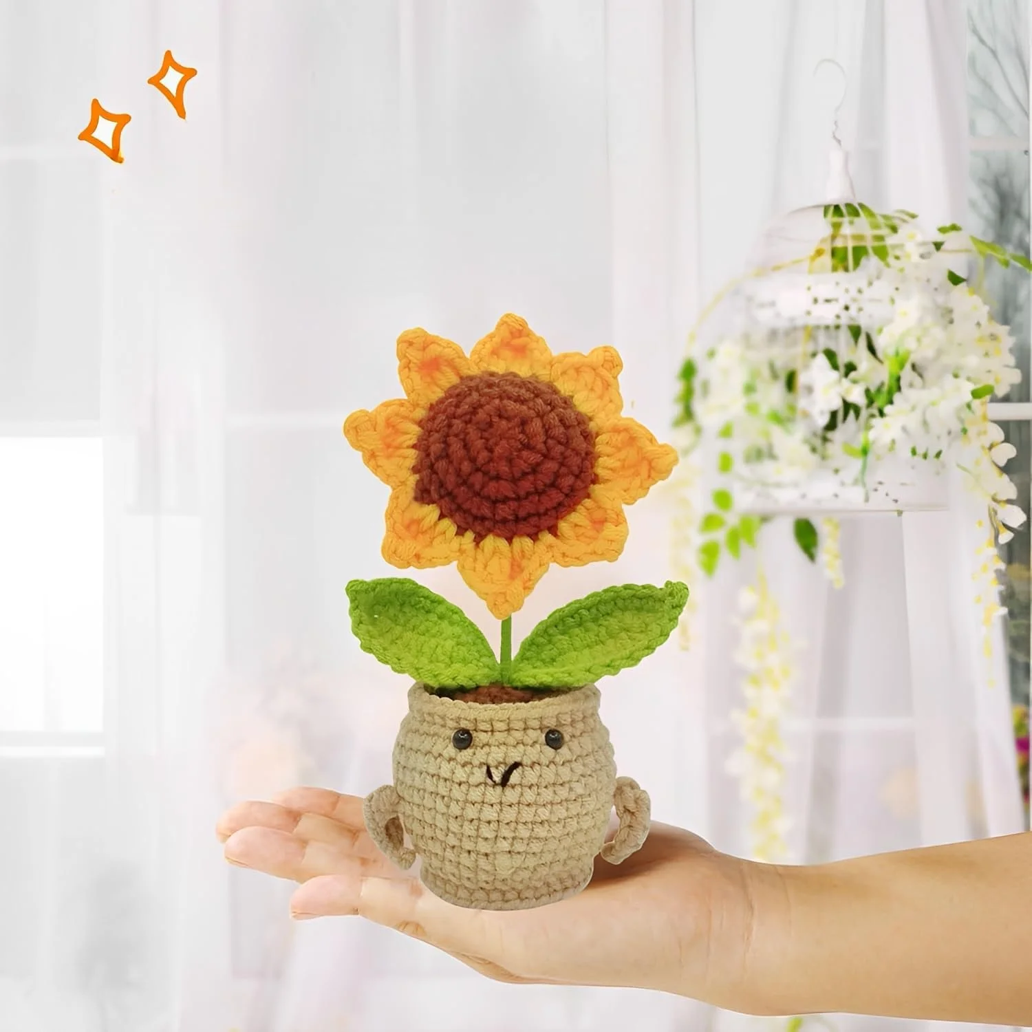 گل های مصنوعی بافتنی دست ساز زیبا نهسیاک با گلدان، گل آفتابگردان مصنوعی گل قلاب بافی دکور برای هدیه دفتر کار منزل برای تعطیلات کریسمس دکوراسیون میز خانه دکوراسیون داشبورد ماشین گل های مصنوعی بافتنی دست ساز زیبا نهسیاک با گلدان، گل آفتابگردان مصنوعی گل قلاب بافی دکور برای هدیه دفتر کار منزل برای تعطیلات کریسمس دکوراسیون میز خانه دکوراسیون داشبورد ماشین