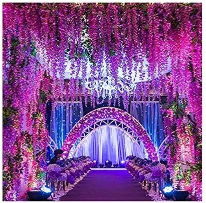 12 عدد گل ابریشمی مصنوعی ویستریا، گل آویز ابریشمی راتا برای دکوراسیون عروسی، رز قرمز 12 عدد گل ابریشمی مصنوعی ویستریا، گل آویز ابریشمی راتا برای دکوراسیون عروسی، رز قرمز