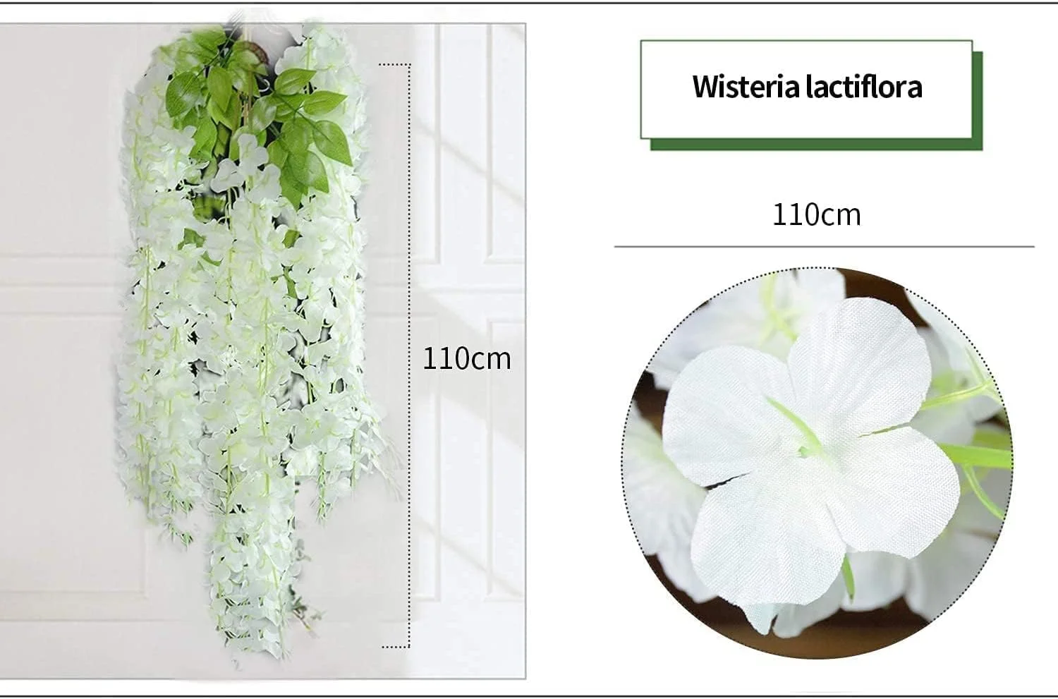 گل مصنوعی، بسته 12 عددی ویستریا سفید، بوته گل ابریشمی مصنوعی 44 اینچی، ریسه آویز برای مهمانی عروسی، باغ، فضای باز، دکور دیوار خانه، دکوراسیون جشن عروسی (سفید شیری)