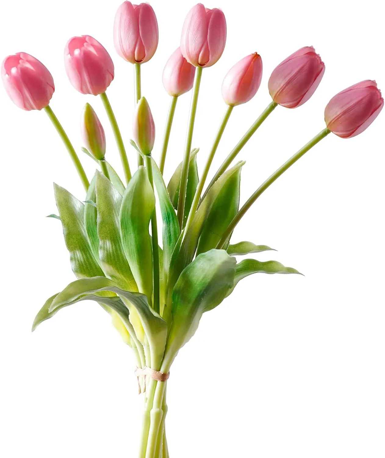 گل های لاله مصنوعی لاتکس آزونه، 10 عدد گل مصنوعی با لمس واقعی، دسته گل های DIY چیدمان گل برای دکوراسیون میز خانه، دکوراسیون مهمانی عروسی، هدیه برای زنان (صورتی)