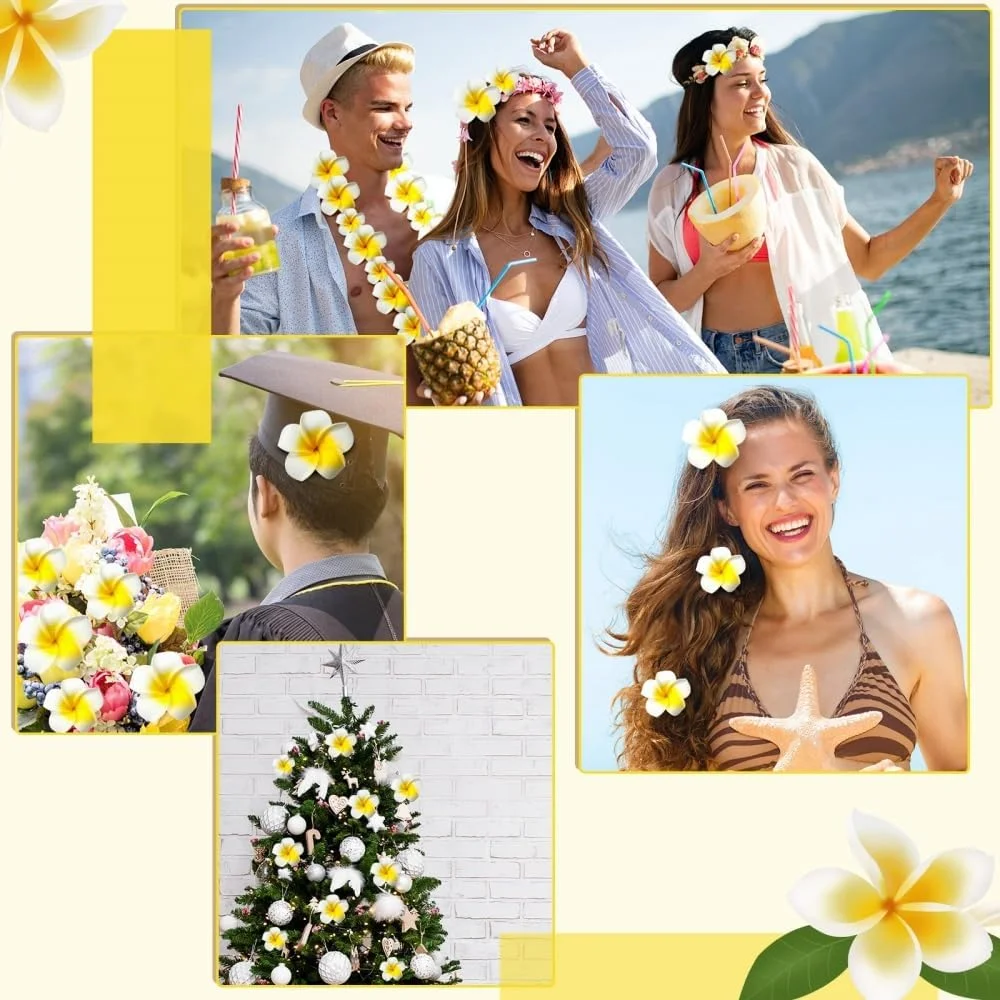 AstonAndia® 20 عدد گل فرانگیپانی مصنوعی برای دکوراسیون، گل های پلاستیکی فرانگیپانی برای تزئینات DIY منزل، عروسی، مهمانی (6 سانتی متر، سفید)