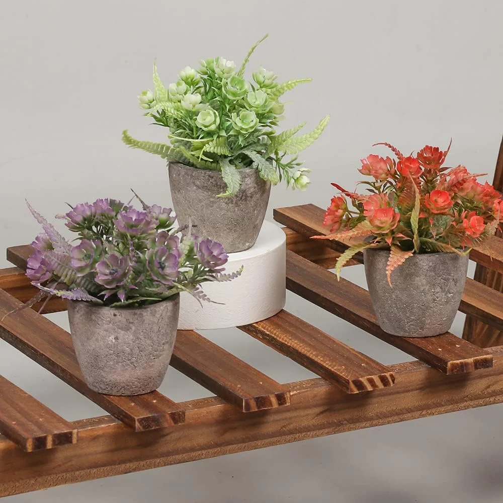 آرتیگرین 6 عدد گیاه گلدانی مصنوعی، گیاهان پلاستیکی کوچک داخلی، بوته های مصنوعی تزئینی، گل های گلدانی مصنوعی برای خانه، دفتر، اتاق، میز، دکوراسیون میز، هدیه نفیس خانه جدید