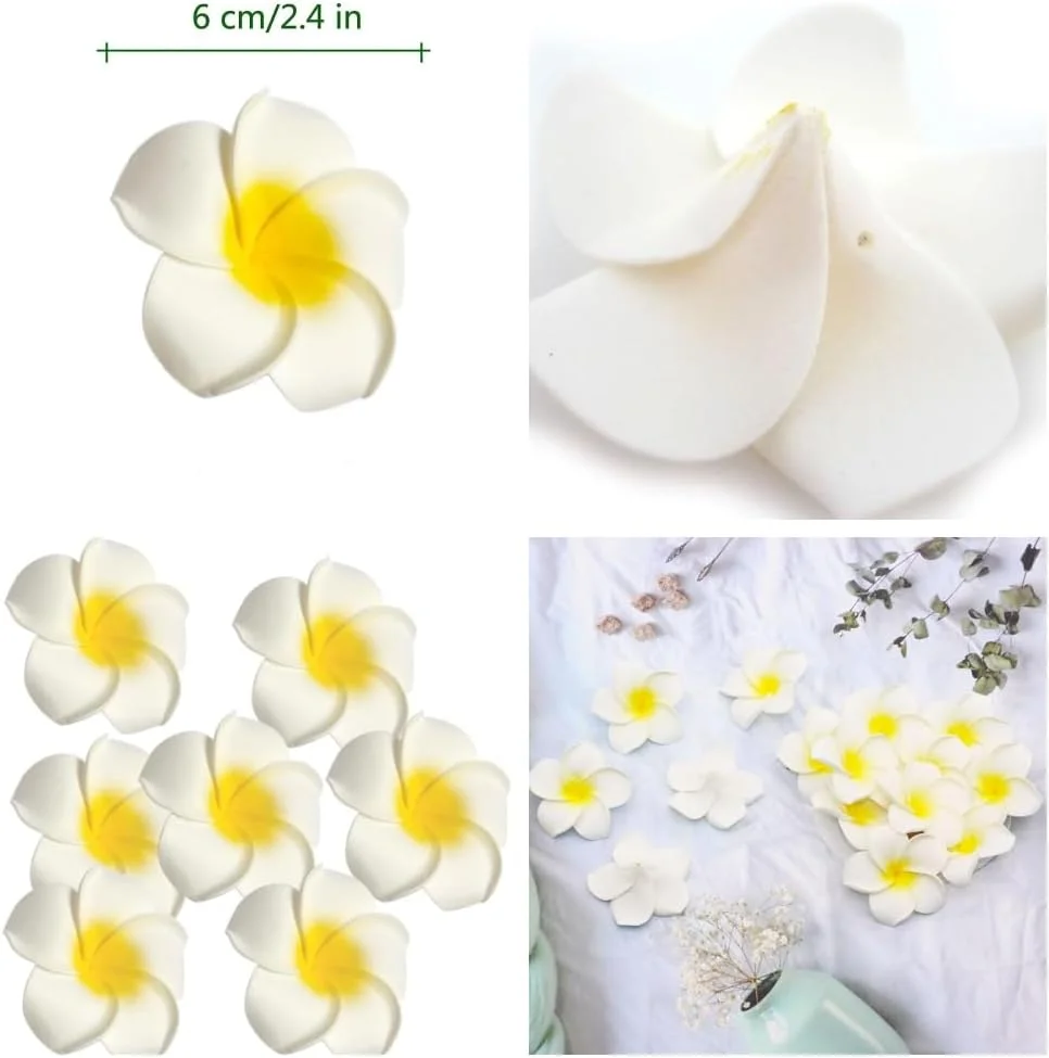 AstonAndia® 20 عدد گل فرانگیپانی مصنوعی برای دکوراسیون، گل های پلاستیکی فرانگیپانی برای تزئینات DIY منزل، عروسی، مهمانی (6 سانتی متر، سفید)