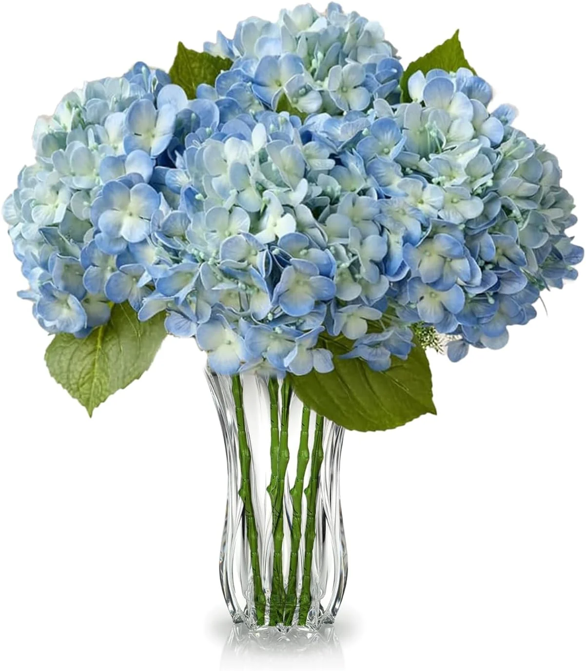 BananaHome 5 شاخه گل مصنوعی ابریشمی Hydrangea، گل های مصنوعی واقعی Hydrangea برای تزئین عروسی، مهمانی خانگی، دفتر، دکور اتاق خواب، پروژه DIY (5، آبی)