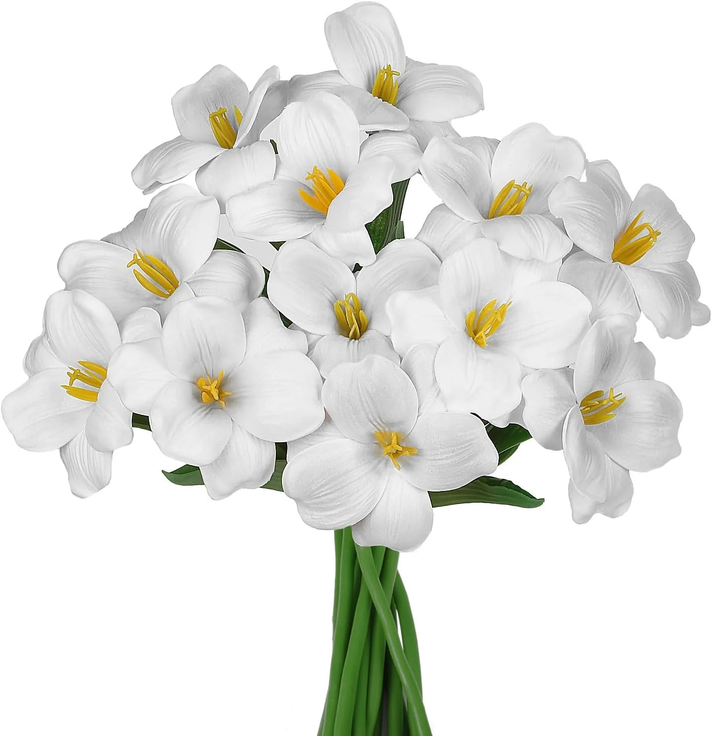 دسته گل گل لاله مصنوعی کاملاً شکوفه 12 عددی 16 اینچی، گل های مصنوعی تقلبی برای دکوراسیون میز، تزیینات مهمانی، عروسی، روز مادر، هدایای عید پاک (سفید)