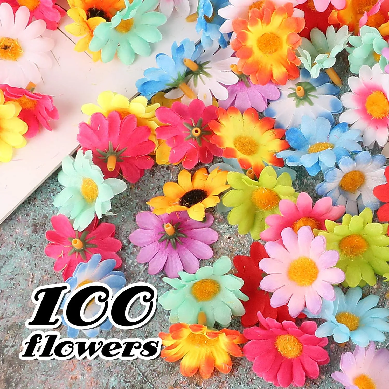 سر گل مصنوعی ابریشمی کوچک گل دیزی BETESSIN (4 سانتی متر) - 100 عدد