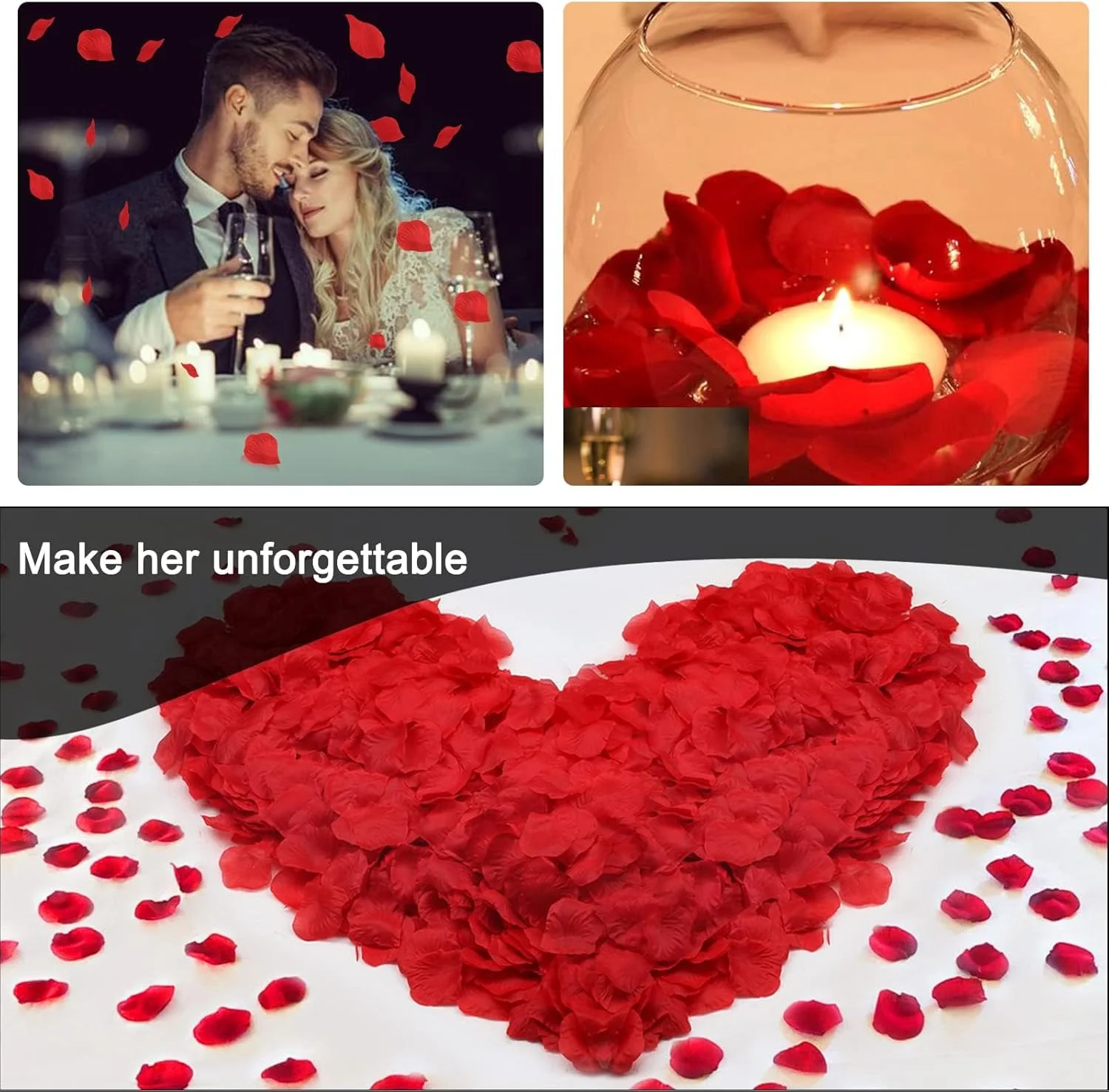 2000 عدد گلبرگ رز ابریشمی مصنوعی Benting برای شب های رمانتیک، عروسی، مراسم، مهمانی، روز ولنتاین و دکوراسیون سالگرد (قرمز)