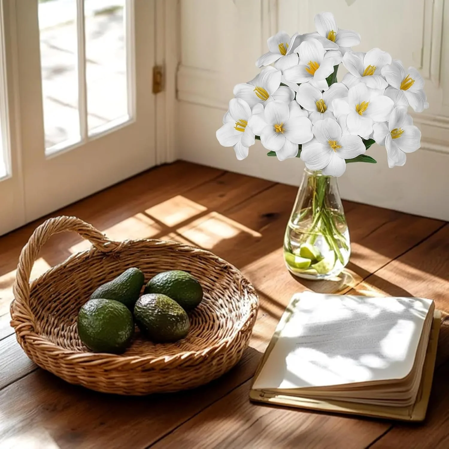 دسته گل گل لاله مصنوعی کاملاً شکوفه 12 عددی 16 اینچی، گل های مصنوعی تقلبی برای دکوراسیون میز، تزیینات مهمانی، عروسی، روز مادر، هدایای عید پاک (سفید)