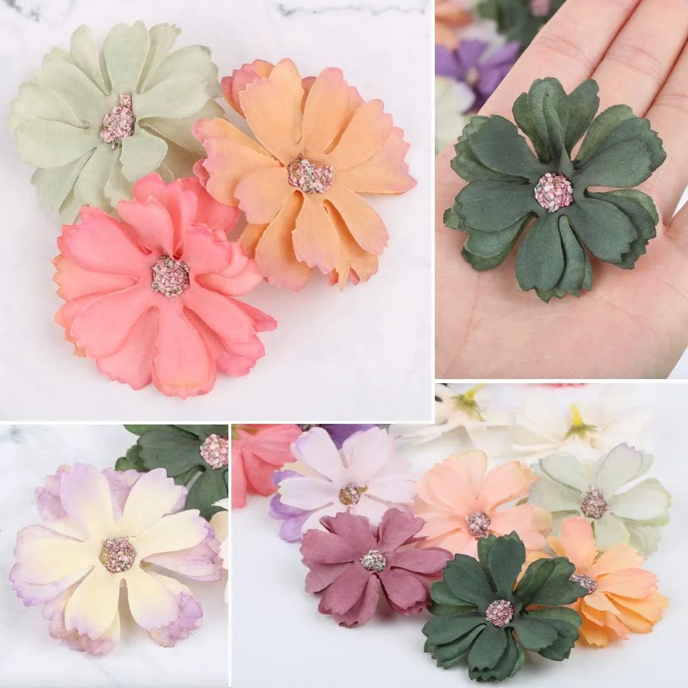 سر گل های گل دیزی مصنوعی ابریشمی دست ساز BETESSIN برای دکوراسیون منزل 50 عدد (4.5 سانتی متر)