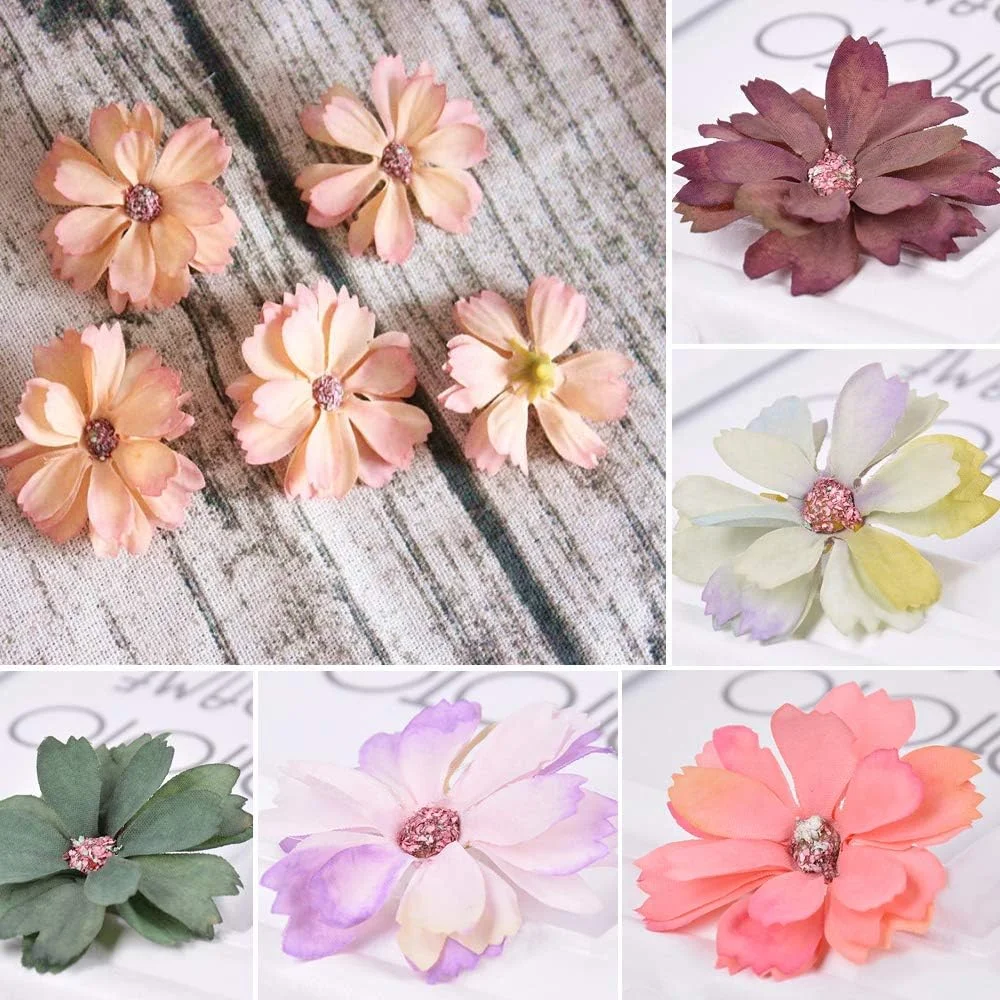 سر گل های گل دیزی مصنوعی ابریشمی دست ساز BETESSIN برای دکوراسیون منزل 50 عدد (4.5 سانتی متر)