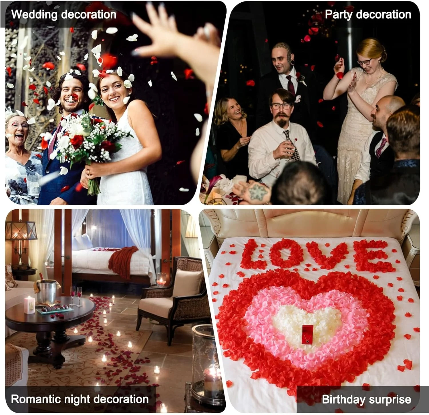 2000 عدد گلبرگ رز ابریشمی مصنوعی Benting برای شب های رمانتیک، عروسی، مراسم، مهمانی، روز ولنتاین و دکوراسیون سالگرد (قرمز)