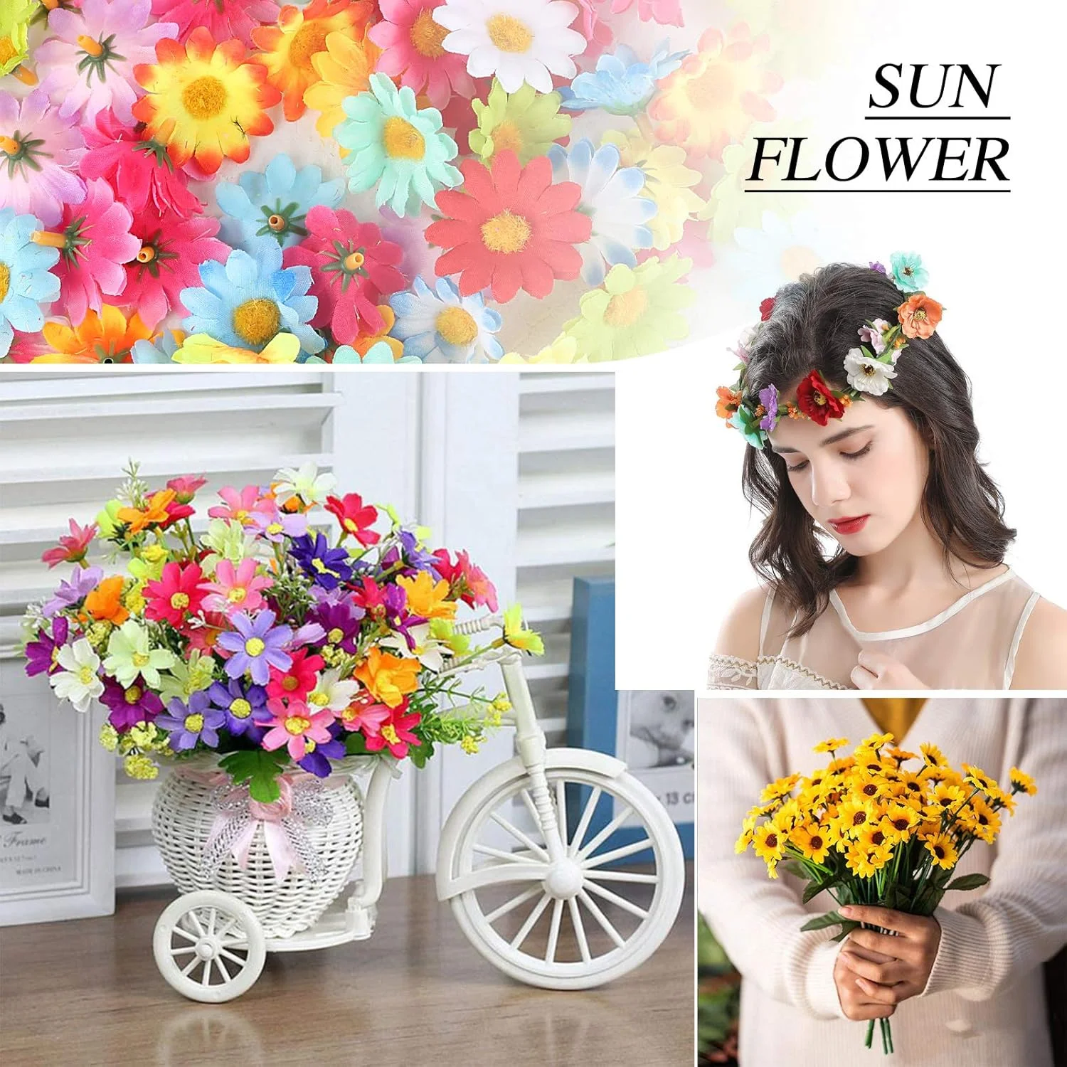 سر گل مصنوعی ابریشمی کوچک گل دیزی BETESSIN (4 سانتی متر) - 100 عدد