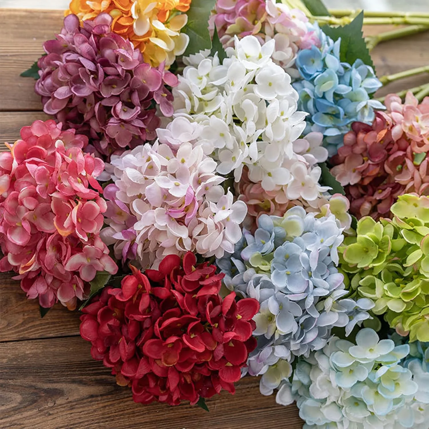BananaHome 5 شاخه گل مصنوعی ابریشمی Hydrangea، گل های مصنوعی واقعی Hydrangea برای تزئین عروسی، مهمانی خانگی، دفتر، دکور اتاق خواب، پروژه DIY (5، آبی)