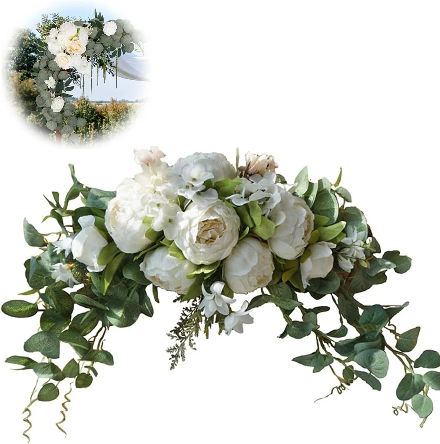 گل های طاق عروسی Excefore، گل مصنوعی روستایی 30 اینچی برای سردر، برگ های سبز گل رز گل صد تومانی آفتابگردان برای دکوراسیون میز پذیرایی عروسی