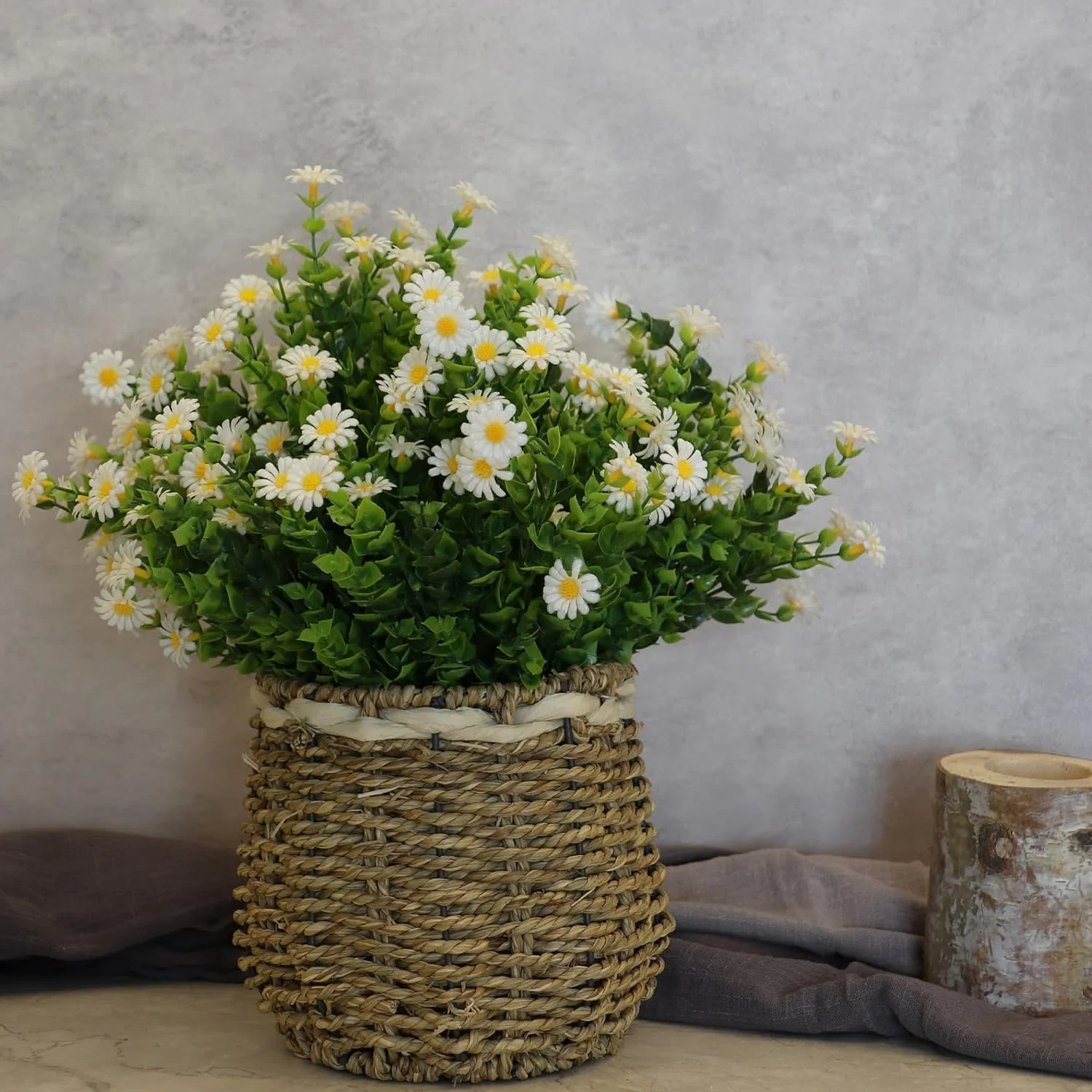 دسته گل گل‌های مصنوعی گل مروارید DWIND، 2 عددی، گل‌های ابریشمی گل مروارید مصنوعی، سبک روستایی برای دکوراسیون منزل، باغ، پنجره، عروسی، داخل و خارج (سفید)