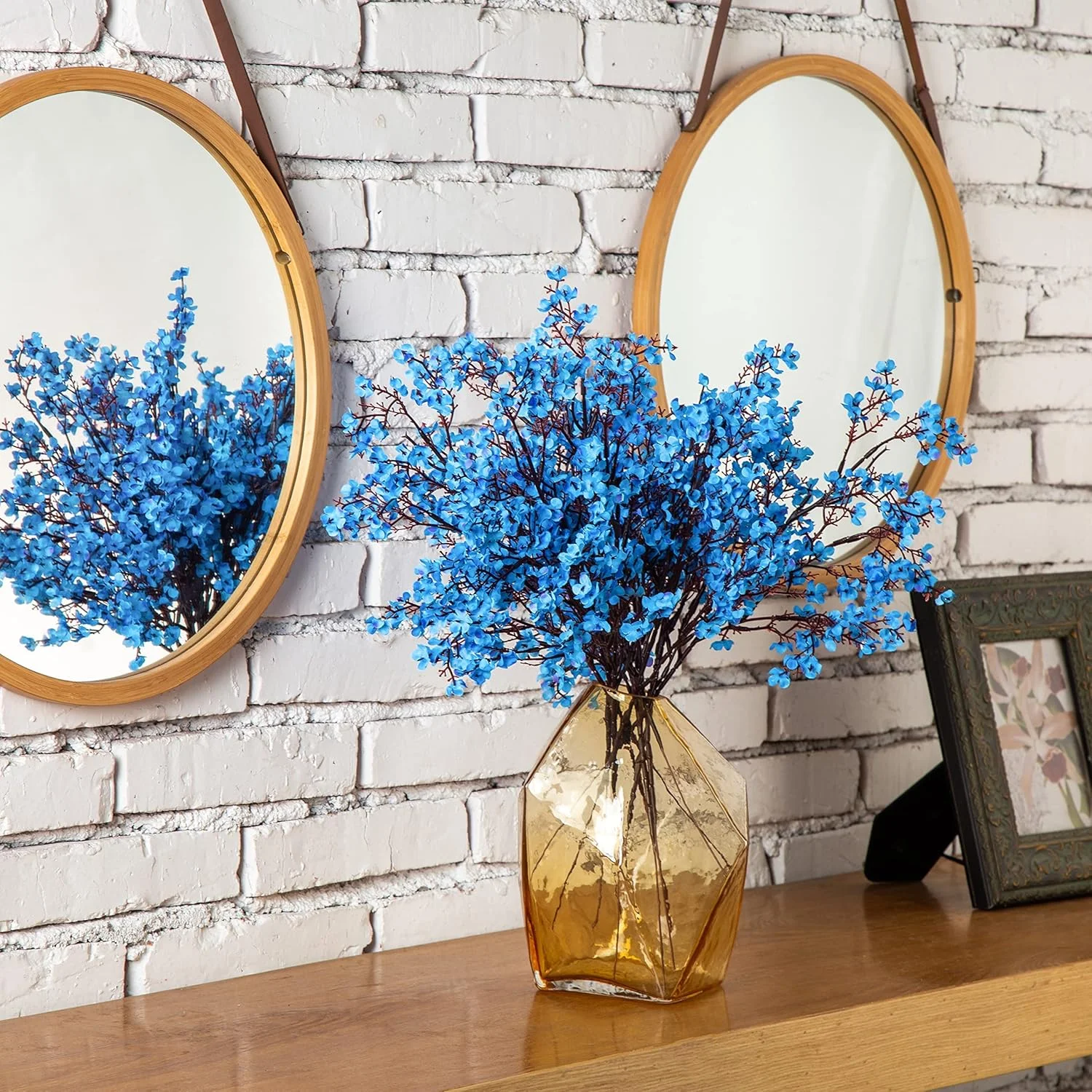 اکسومنت 10 شاخه گل مصنوعی نفس کودک، گل ابریشمی مصنوعی، گل لمسی واقعی برای دکوراسیون منزل، چیدمان میز عروسی، دکوراسیون جشن و مهمانی (آبی)