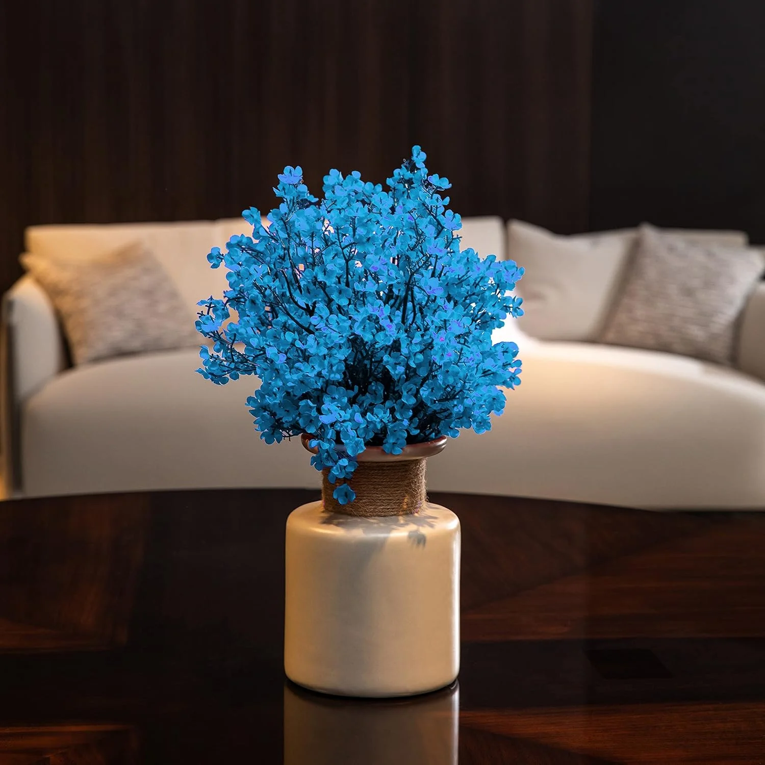 اکسومنت 10 شاخه گل مصنوعی نفس کودک، گل ابریشمی مصنوعی، گل لمسی واقعی برای دکوراسیون منزل، چیدمان میز عروسی، دکوراسیون جشن و مهمانی (آبی)