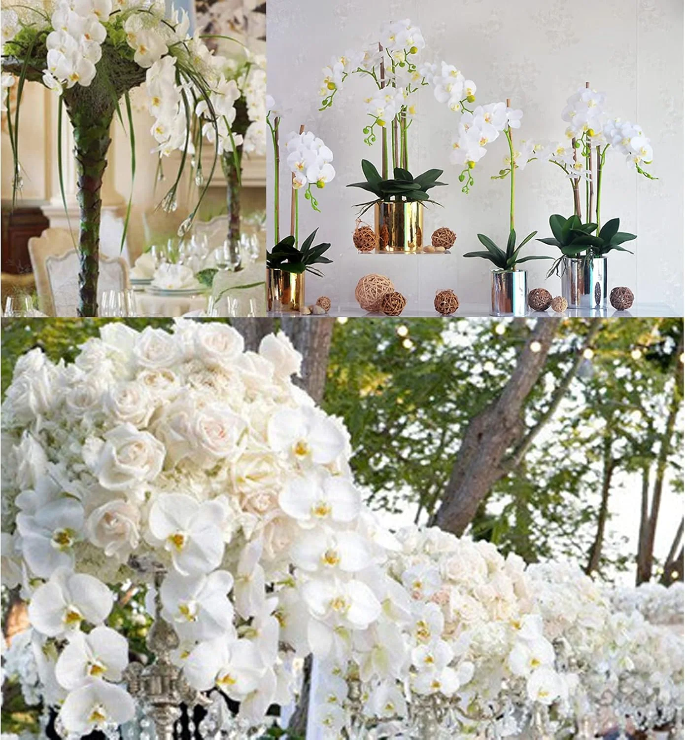 فاگوس هوم 6 شاخه گل ارکیده مصنوعی فالانوپسیس 80 سانتی متری برای دکوراسیون منزل