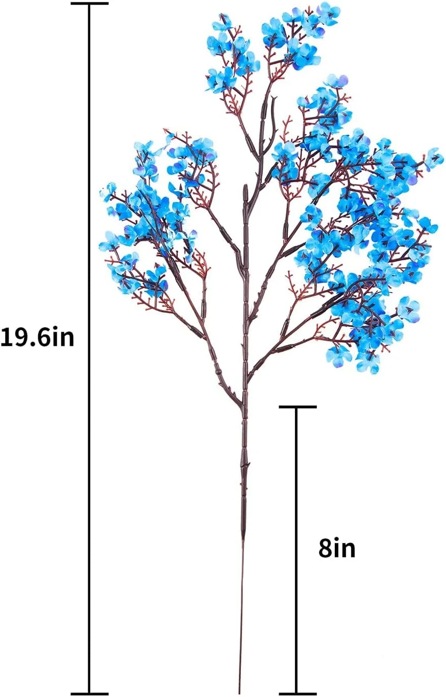 اکسومنت 10 شاخه گل مصنوعی نفس کودک، گل ابریشمی مصنوعی، گل لمسی واقعی برای دکوراسیون منزل، چیدمان میز عروسی، دکوراسیون جشن و مهمانی (آبی)