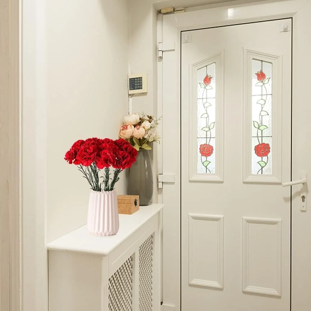 گل میخک مصنوعی FLYGIRL، 11 عددی، مقاوم در برابر اشعه ماوراء بنفش، بدون محو شدن، گل مصنوعی، گلبرگ های ابریشمی میخک مینیاتوری، گل های مصنوعی گیاهان همیشگی برای لوازم عکس، دکوراسیون مهمانی خانگی و عروسی (قرمز)