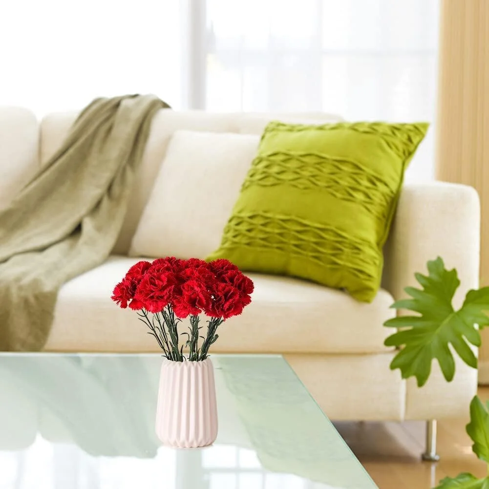 گل میخک مصنوعی FLYGIRL، 11 عددی، مقاوم در برابر اشعه ماوراء بنفش، بدون محو شدن، گل مصنوعی، گلبرگ های ابریشمی میخک مینیاتوری، گل های مصنوعی گیاهان همیشگی برای لوازم عکس، دکوراسیون مهمانی خانگی و عروسی (قرمز)