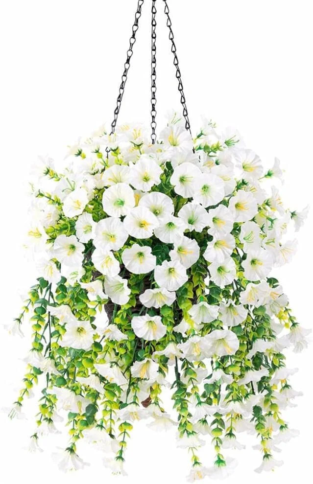گل های آویز مصنوعی Goodern، 2 عدد گیاه آویز مصنوعی برای دکوراسیون داخلی و خارجی، گل های ابریشمی مصنوعی مقاوم در برابر اشعه ماوراء بنفش و نور خورشید، ظاهر واقعی برای دیوار، خانه، گلدان، ایوان، باغ، دکوراسیون عروسی - سفید گل های آویز مصنوعی Goodern، 2 عدد گیاه آویز مصنوعی برای دکوراسیون داخلی و خارجی، گل های ابریشمی مصنوعی مقاوم در برابر اشعه ماوراء بنفش و نور خورشید، ظاهر واقعی برای دیوار، خانه، گلدان، ایوان، باغ، دکوراسیون عروسی - سفید