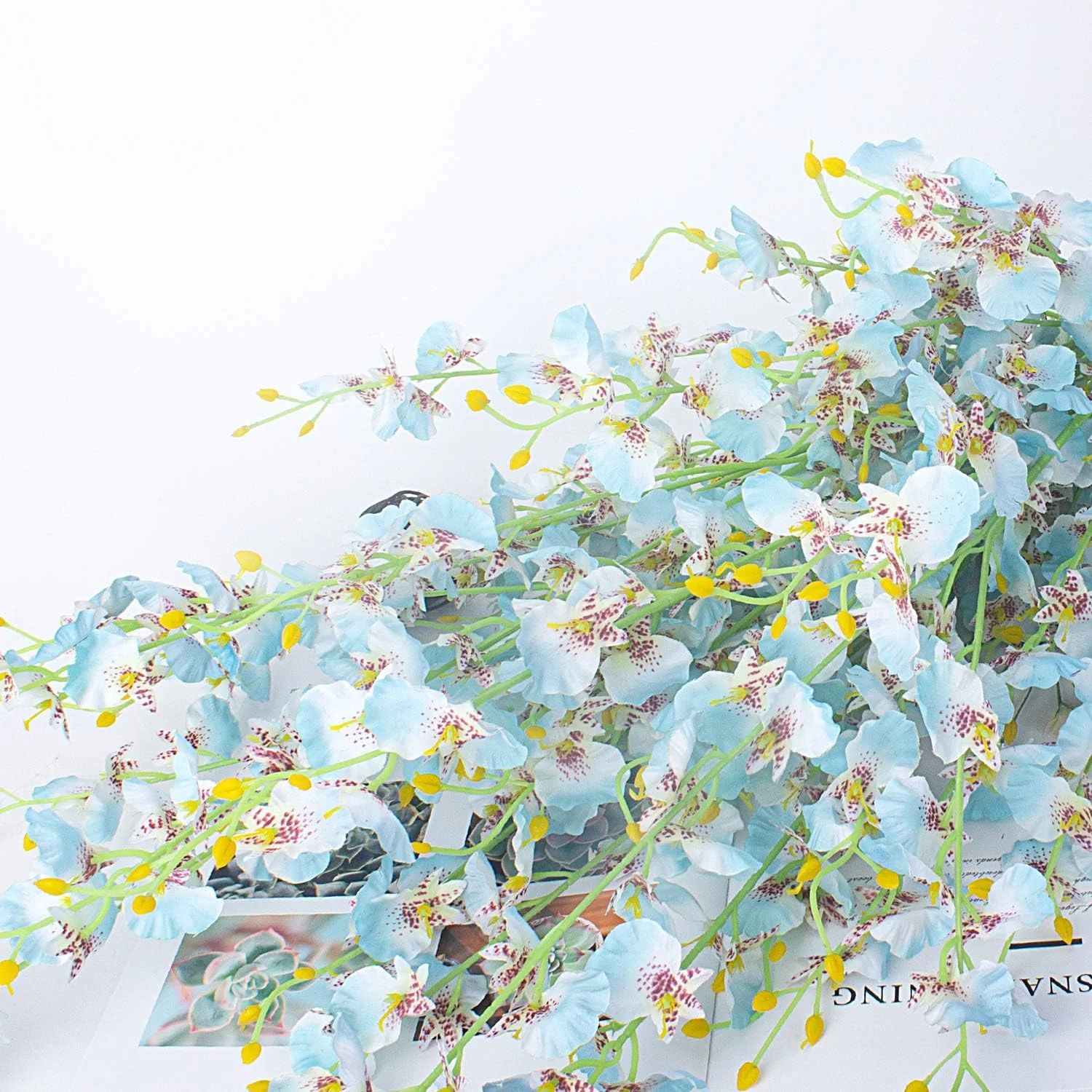 گل ارکیده مصنوعی گرونیا، گل های ابریشمی مصنوعی، شاخه های ارکیده رقصنده، 10 عدد لمس واقعی برای دکوراسیون عروسی، خانه، دفتر، مهمانی، هتل، حیاط، رستوران، پاسیو، مبلمان جشن (آبی)