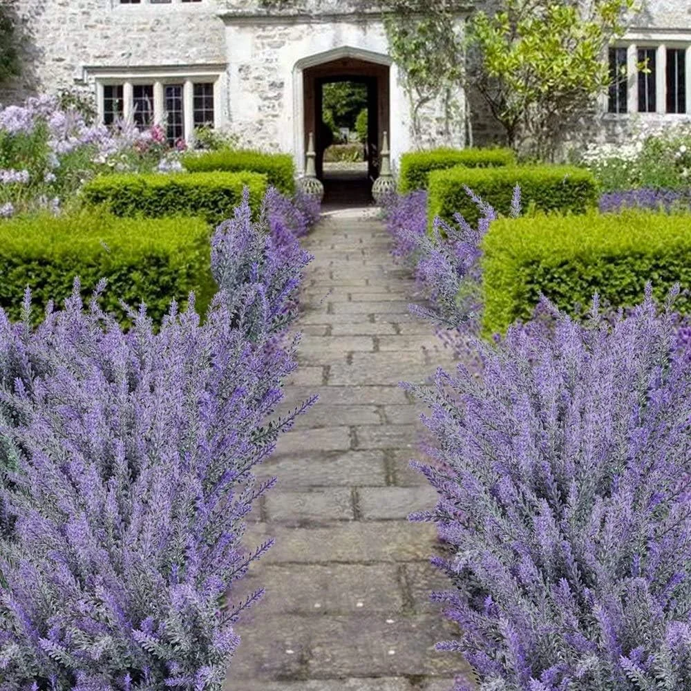 دسته گل مصنوعی GTIDEA، گل های اسطوخودوس پلاستیکی مخملی، گیاهان مصنوعی، دسته گل عروسی، دکوراسیون داخلی و خارجی منزل، آشپزخانه، میز کار، چیدمان دکوری، دکور کریسمس، 4 عدد