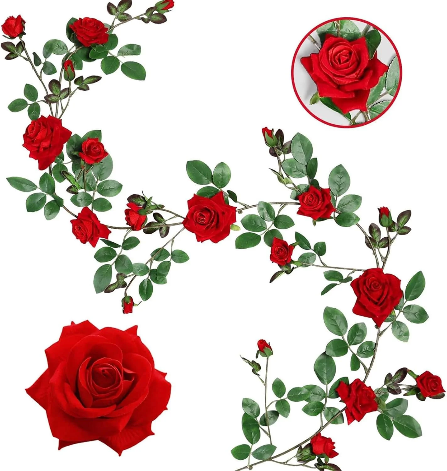 شاخه گل رز مصنوعی آویز هالامودو مناسب تزئین جشن، خانه و عروسی (قرمز، 220 سانتی متر) شاخه گل رز مصنوعی آویز هالامودو مناسب تزئین جشن، خانه و عروسی (قرمز، 220 سانتی متر)