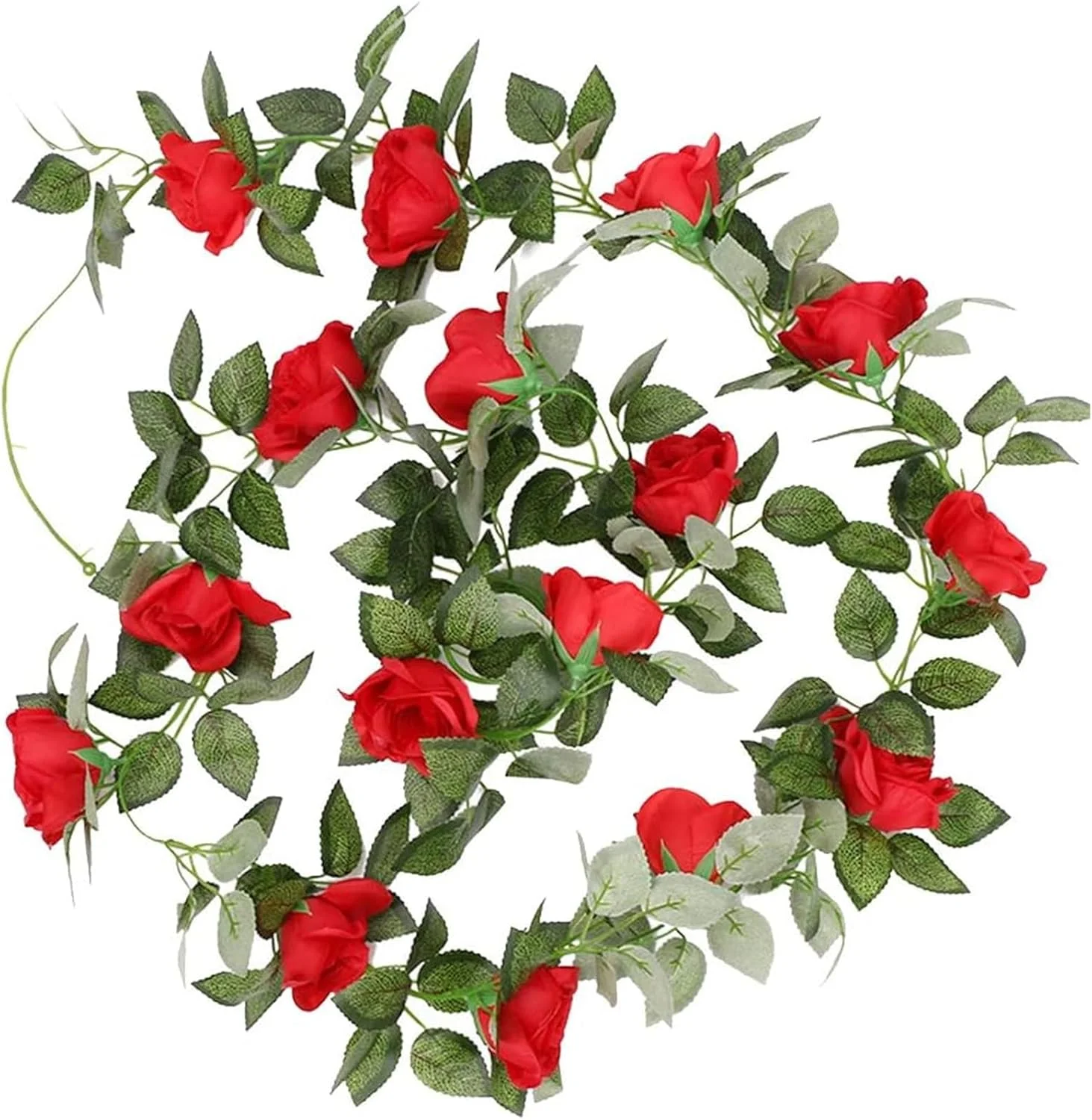 شاخه گل رز مصنوعی آویز هالامودو مناسب تزئین جشن، خانه و عروسی (قرمز، 220 سانتی متر)