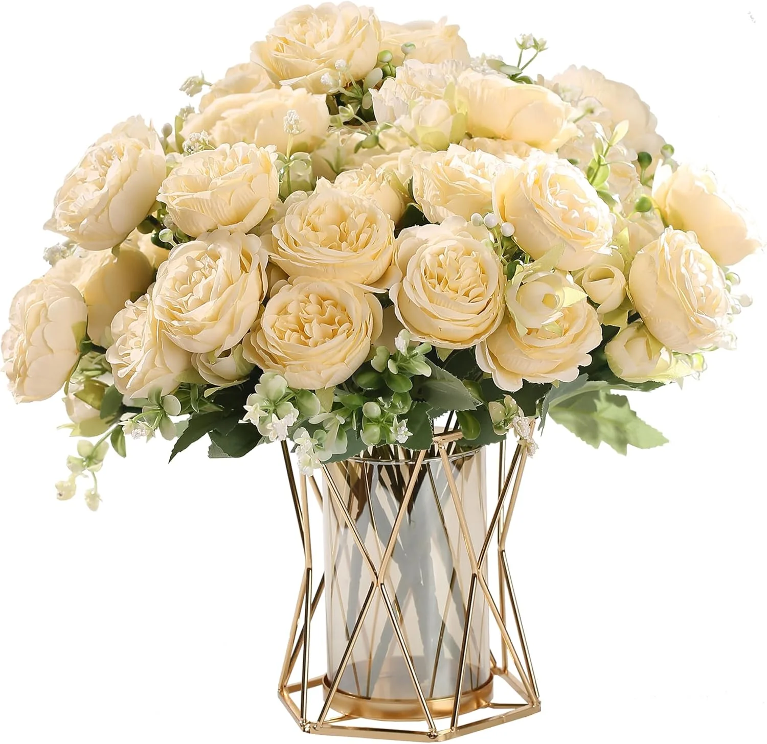 HNVNER 2 دسته گل گل صد تومانی مصنوعی، دسته گل گل صد تومانی ابریشمی برای دکوراسیون مهمانی عروسی منزل، شامپاین HNVNER 2 دسته گل گل صد تومانی مصنوعی، دسته گل گل صد تومانی ابریشمی برای دکوراسیون مهمانی عروسی منزل، شامپاین