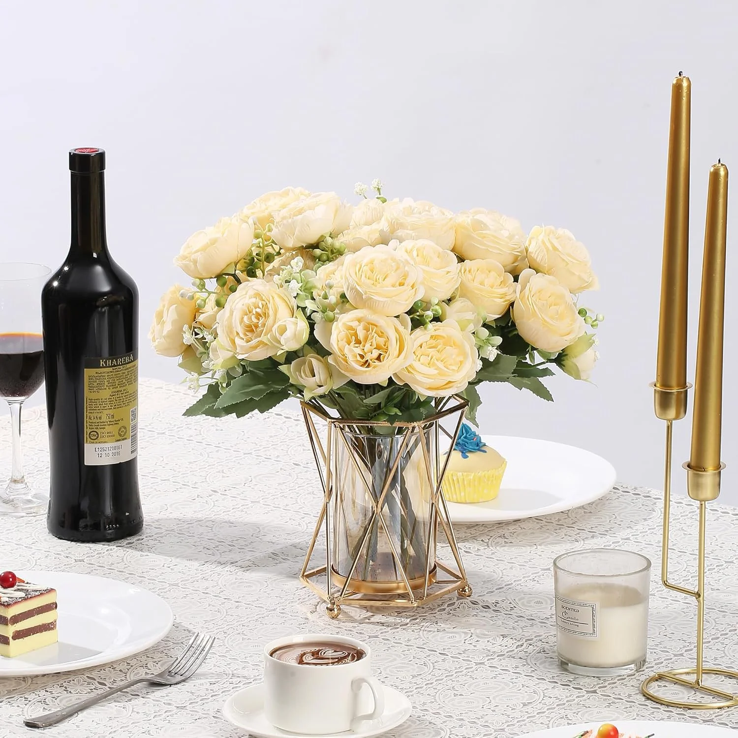 HNVNER 2 دسته گل گل صد تومانی مصنوعی، دسته گل گل صد تومانی ابریشمی برای دکوراسیون مهمانی عروسی منزل، شامپاین HNVNER 2 دسته گل گل صد تومانی مصنوعی، دسته گل گل صد تومانی ابریشمی برای دکوراسیون مهمانی عروسی منزل، شامپاین