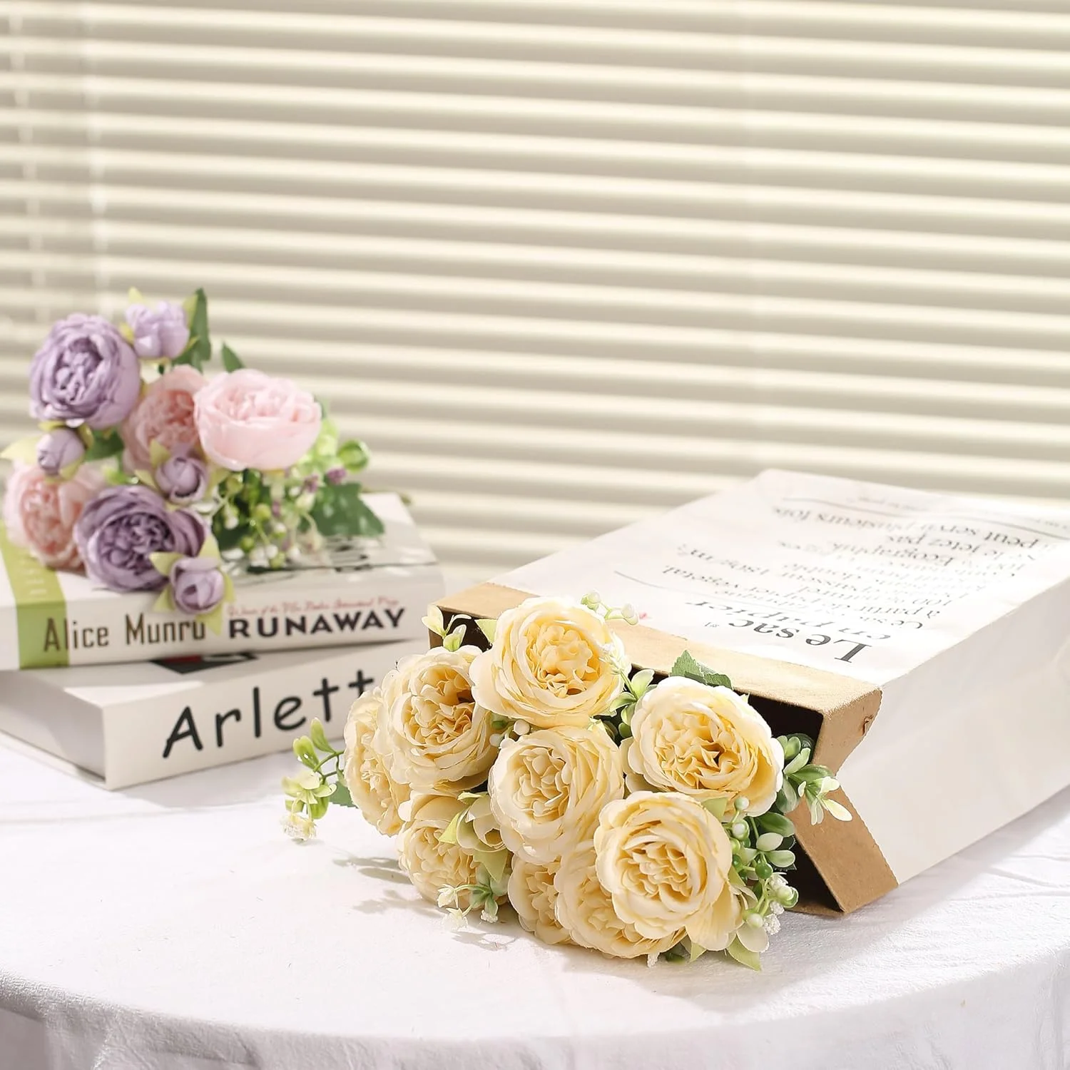 HNVNER 2 دسته گل گل صد تومانی مصنوعی، دسته گل گل صد تومانی ابریشمی برای دکوراسیون مهمانی عروسی منزل، شامپاین HNVNER 2 دسته گل گل صد تومانی مصنوعی، دسته گل گل صد تومانی ابریشمی برای دکوراسیون مهمانی عروسی منزل، شامپاین