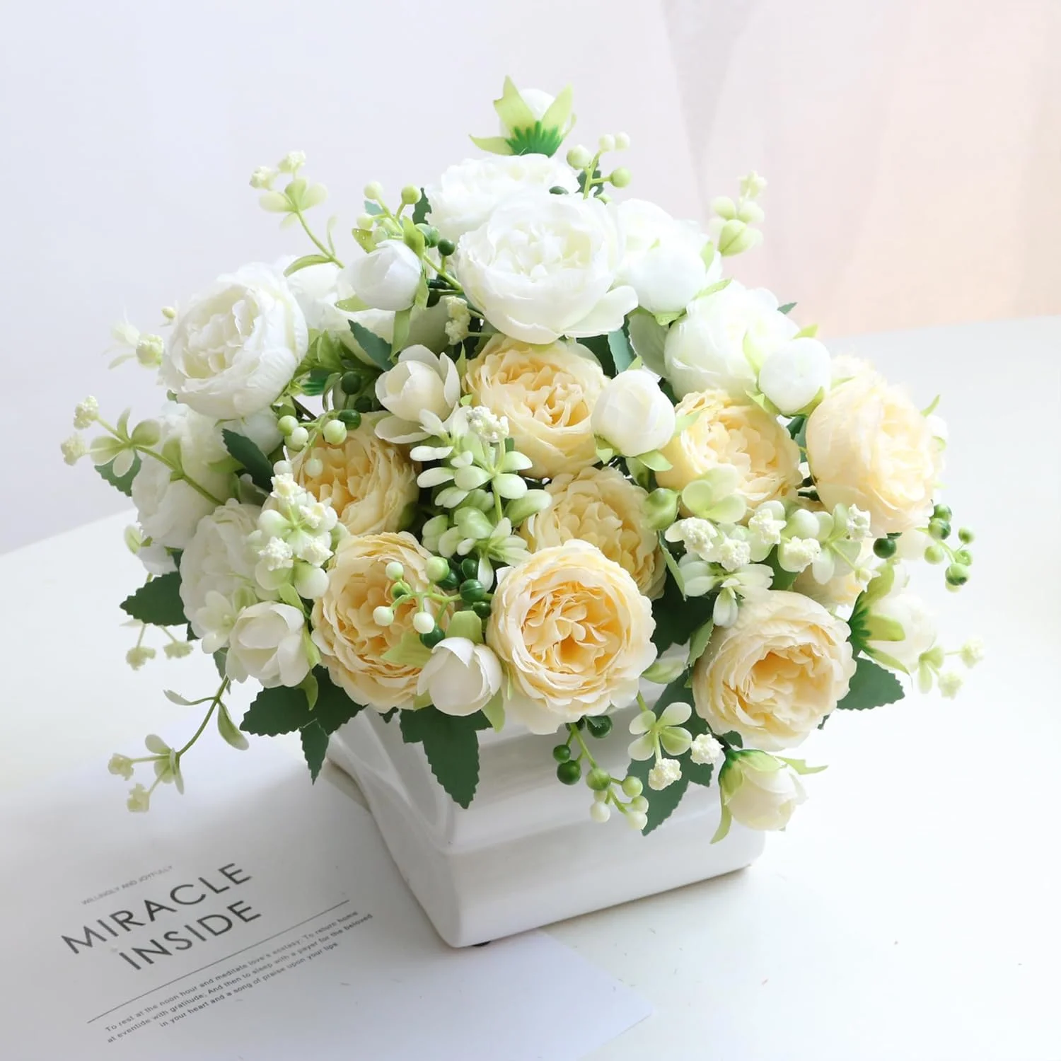 HNVNER 2 دسته گل گل صد تومانی مصنوعی، دسته گل گل صد تومانی ابریشمی برای دکوراسیون مهمانی عروسی منزل، شامپاین HNVNER 2 دسته گل گل صد تومانی مصنوعی، دسته گل گل صد تومانی ابریشمی برای دکوراسیون مهمانی عروسی منزل، شامپاین