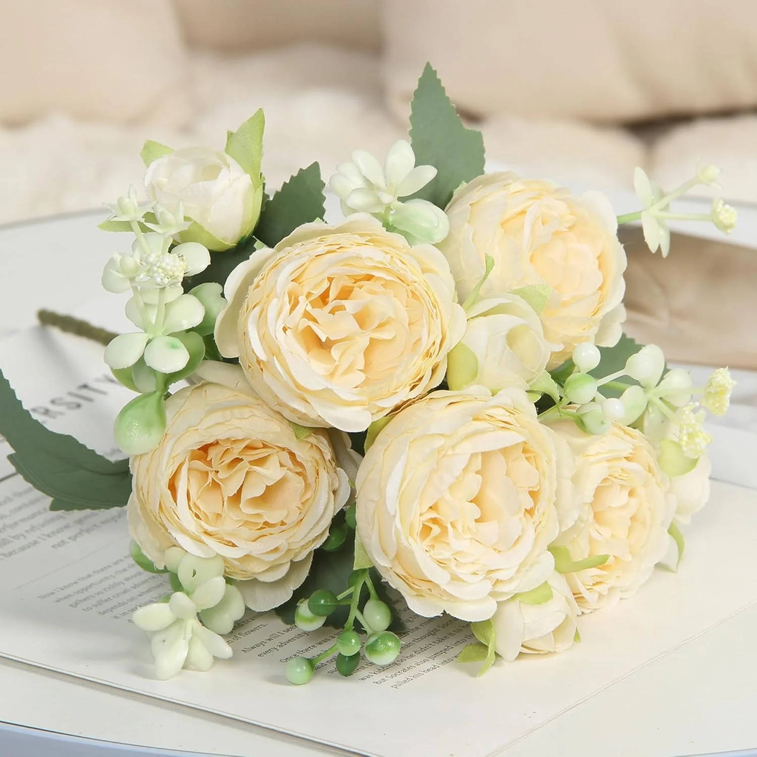 HNVNER 2 دسته گل گل صد تومانی مصنوعی، دسته گل گل صد تومانی ابریشمی برای دکوراسیون مهمانی عروسی منزل، شامپاین HNVNER 2 دسته گل گل صد تومانی مصنوعی، دسته گل گل صد تومانی ابریشمی برای دکوراسیون مهمانی عروسی منزل، شامپاین