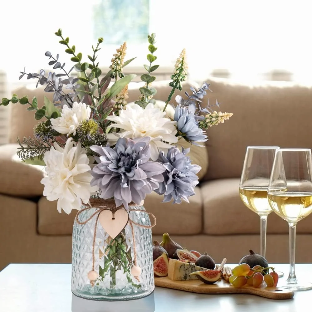 گل های ابریشمی JARELING در گلدان، چیدمان گل های مصنوعی با گلدان شیشه ای گل کوکب مصنوعی برای دکوراسیون میز (کوکب) گل های ابریشمی JARELING در گلدان، چیدمان گل های مصنوعی با گلدان شیشه ای گل کوکب مصنوعی برای دکوراسیون میز (کوکب)